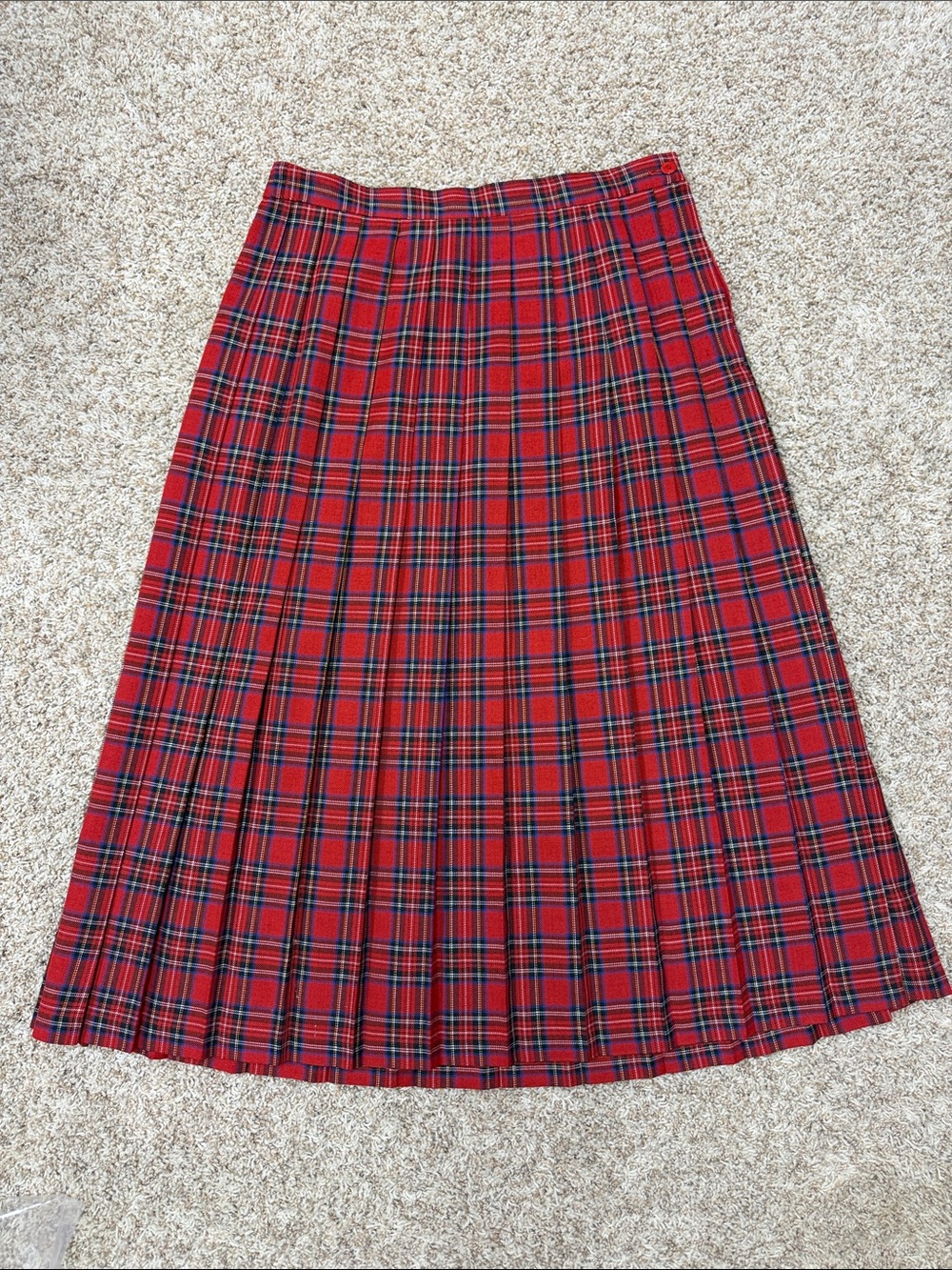 Vintage Requirements Red Plaid Pleated Skirt USA Made Size 12 Preppy Tartan